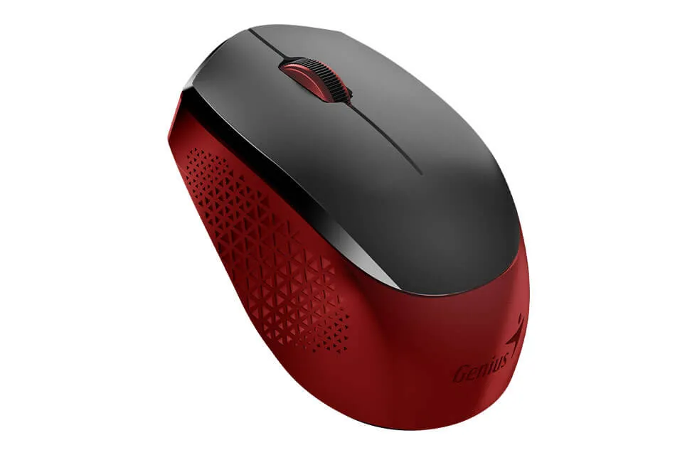 Wireless Mouse Genius NX-8000S, 1200 dpi, 3 buttons, Ambidextrous, Silent, BlueEye, 1xAA, Black/Red