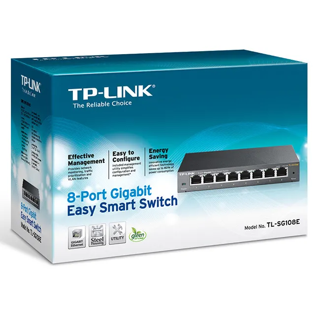 Switch de rețea TP-LINK TL-SG108E, 8x 10/100/1000 Mbps