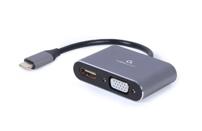 Adaptor Video Cablexpert A-USB3C-HDMIVGA-01, USB Type-C - VGA, HDMI, Gri