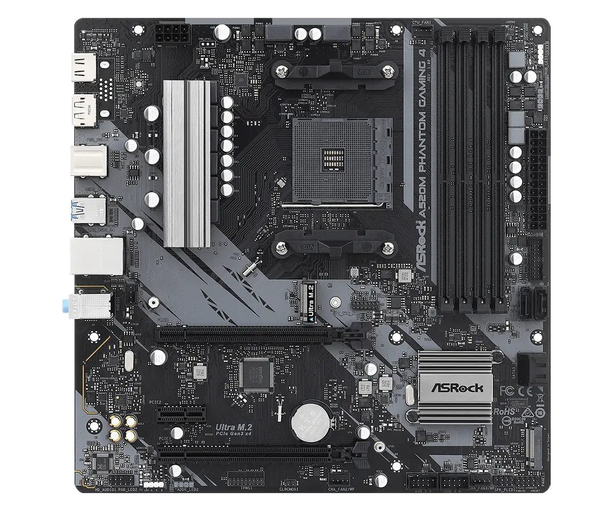 Placă de bază ASRock A520M PHANTOM GAMING 4, AM4, AMD A520, Micro-ATX