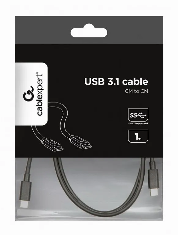 Cablu încărcare și sincronizare Cablexpert CCP-USB3.1-CMCM-1M, USB Type-C/USB Type-C, 1m, Negru