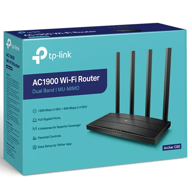 Router fără fir TP-LINK Archer C80, Negru