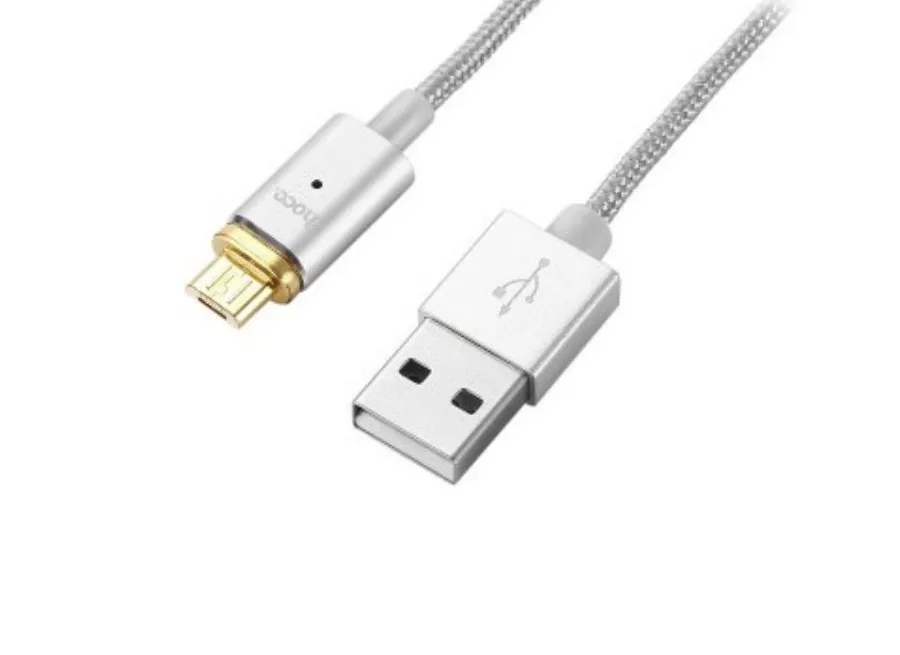 Cablu de încărcare Hoco U16 Magnetic Lightning Cable, USB Type-A/Lightning, 1,2m, Argintiu