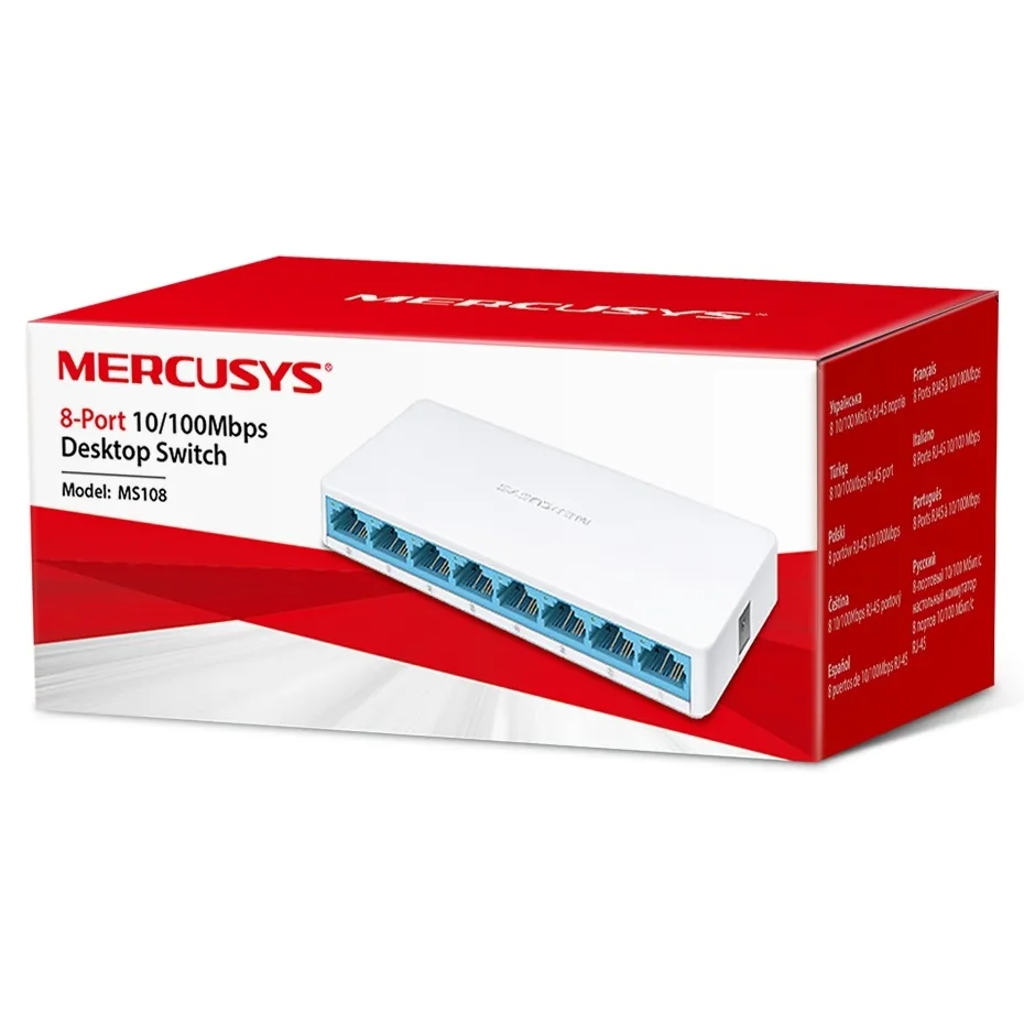 Switch de rețea MERCUSYS MS108, 8x 10/100 Mbps