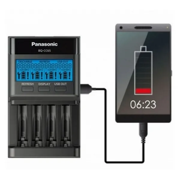 Încărcător Acumulatori Panasonic BQ-CC65E, Negru