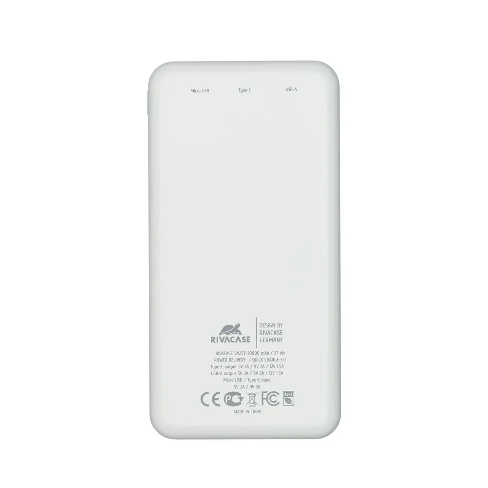 Power Bank Rivacase 10000 mAh QC 3.0/PD, VA2531, White