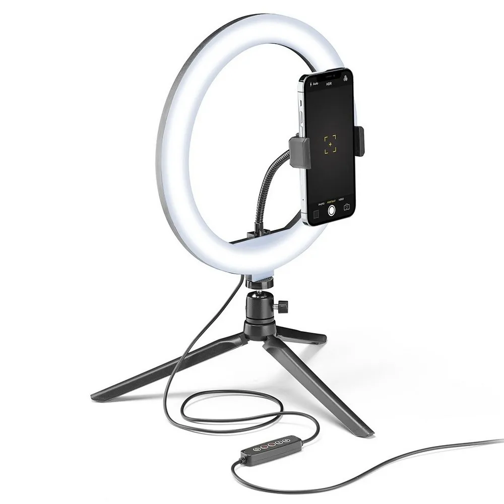 Lampă circulară Cellularline Selfie Ring Multicolor - Universale, Negru