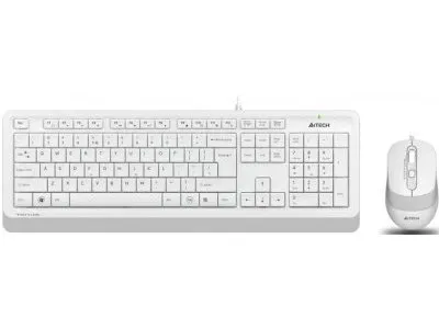 Set Tastatură + Mouse A4Tech F1010, Cu fir, Alb/Gri