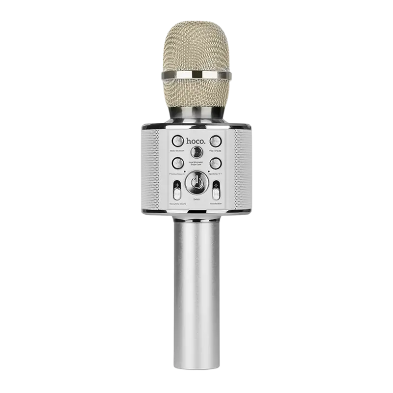 Microfon Karaoke Hoco BK3, Fără fir, Argintiu
