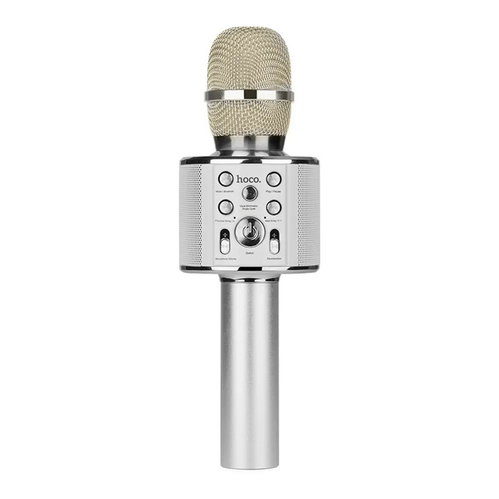 Microfon Karaoke Hoco BK3, Fără fir, Argintiu