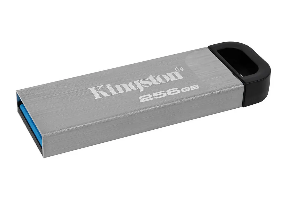 256GB USB3.2 Flash Drive Kingston DataTraveler Kyson, Silver, Metal Case, Key Ring (DTKN/256GB)