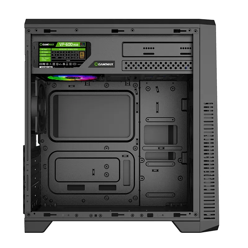 Carcasă PC Gamemax G561-FRGB, Midi-Tower, ATX, Negru