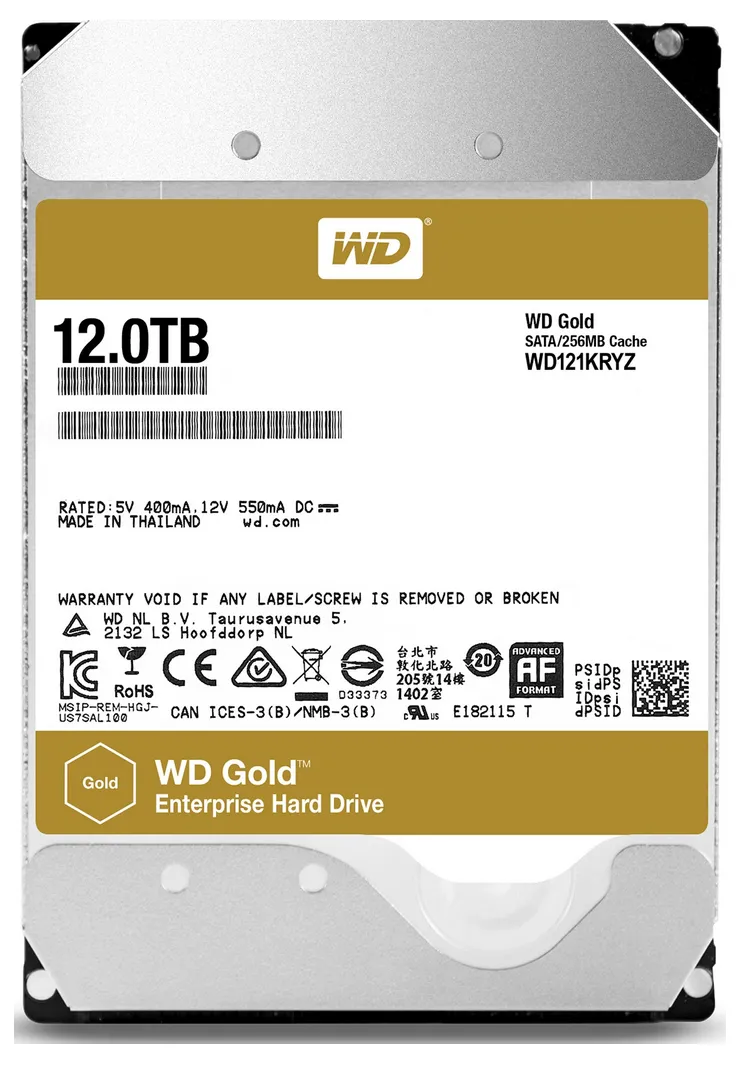 Unitate HDD Western Digital WD Gold, 3.5", 12 TB <WD121KRYZ>