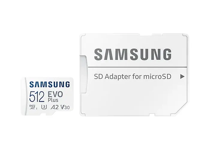 512GB MicroSD (Class 10) UHS-I (U3) +SD adapter, Samsung EVO Plus 