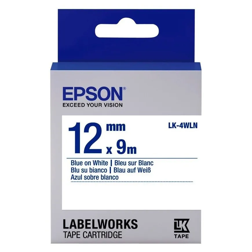 Cartuș de bandă EPSON LK4WLN; 12mm/9m standard, albastru/alb, C53S654022