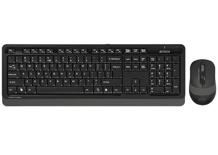 Wireless Keyboard & Mouse A4Tech FG1010S, Fn Keys, Splash Proof, Silent Mouse, 1xAA/1xAA, Grey