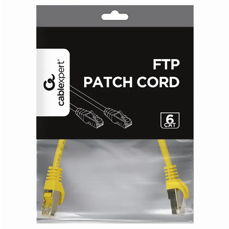 Patch cord Cablexpert PP6-0.25M/Y, Cat6 FTP , 0,25m, Galben