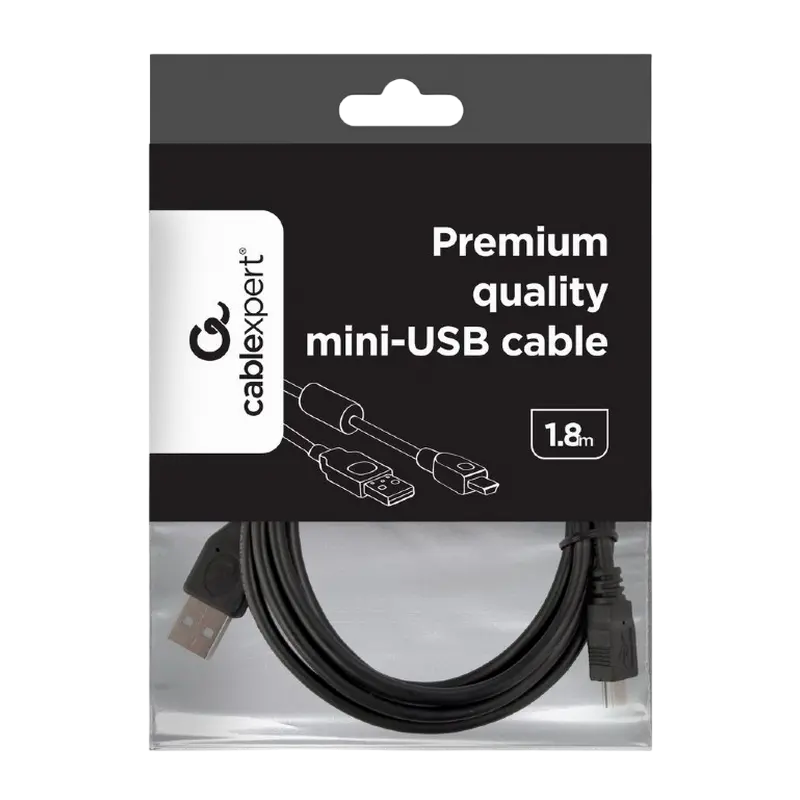 Cable de date Cablexpert CCF-USB2-AM5P-6, USB Type-A (F)/Mini-USB, 1,8m, Negru