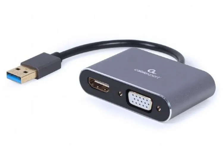 Adaptor Video Cablexpert A-USB3-HDMIVGA-01, USB Type-A - VGA, HDMI, 0,15m, Gri