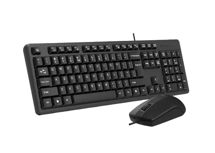 Keyboard & Mouse A4Tech KK-3330, Laser Engraving, Splash Proof, Fn keys, Black, USB