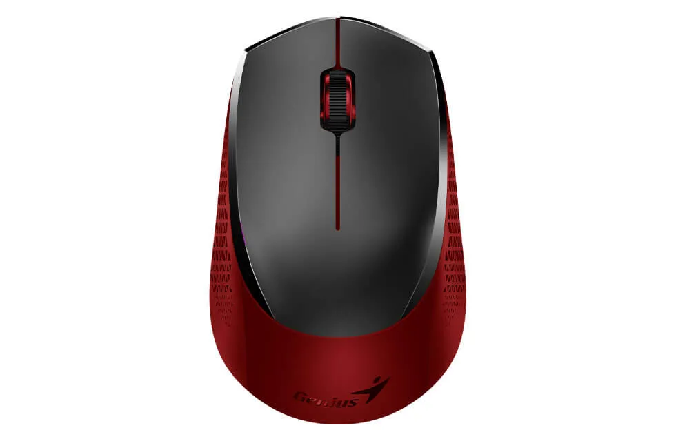 Wireless Mouse Genius NX-8000S, 1200 dpi, 3 buttons, Ambidextrous, Silent, BlueEye, 1xAA, Black/Red