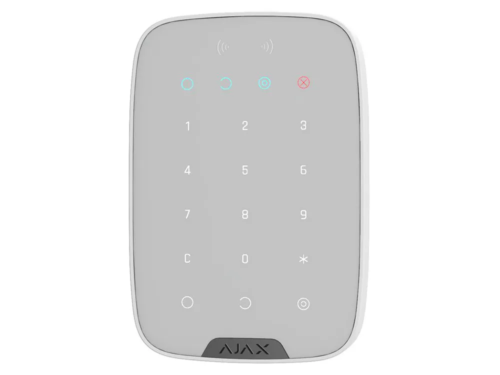 Tastatură tactilă fără fir Ajax KeyPad Plus, Alb