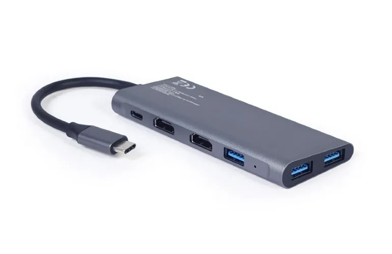 Adaptor Video Cablexpert A-CM-COMBO3-01, USB Type-C - USB Type-A, USB Type-C, HDMI, Gri