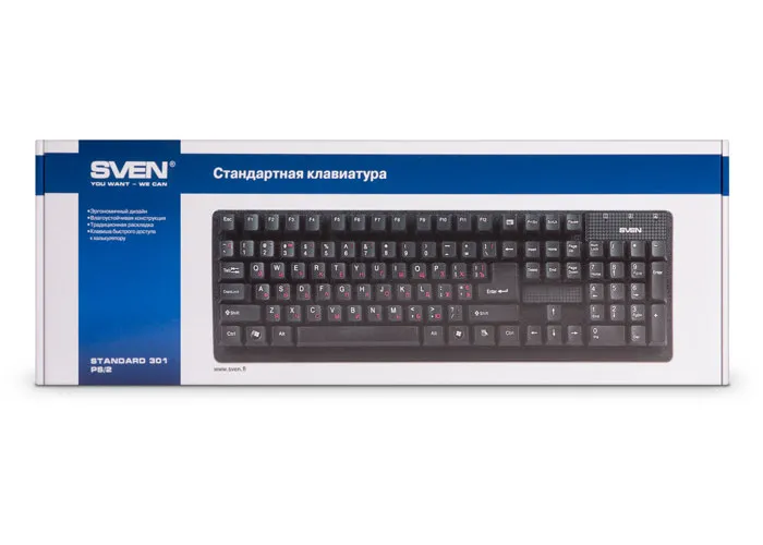 Клавиатура SVEN Standard 301, Проводное, Чёрный