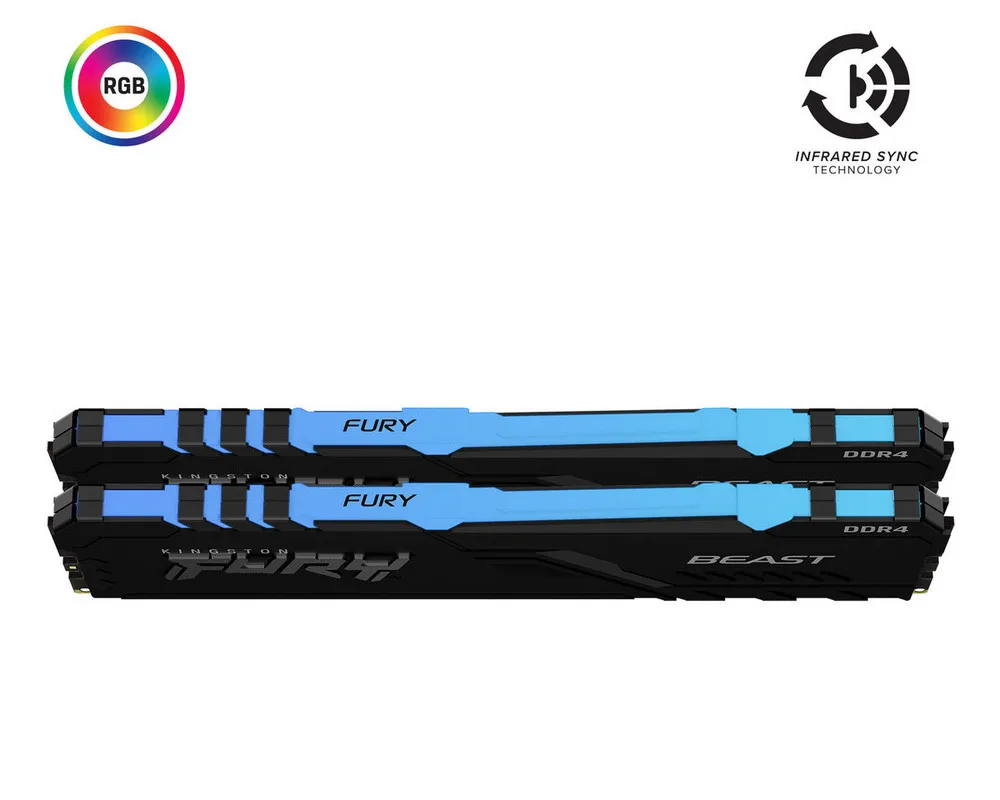 Memorie RAM Kingston FURY Beast RGB, DDR4 SDRAM, 2666 MHz, 16GB, KF426C16BBAK2/16