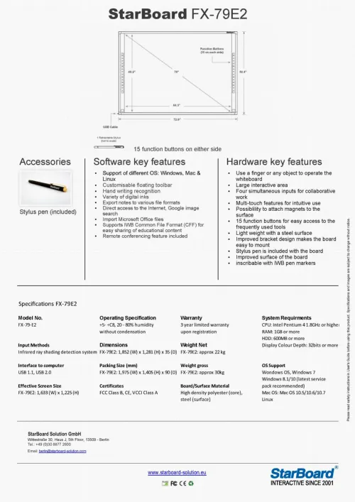 Интерактивная доска StarBoard FX-79E2, 79