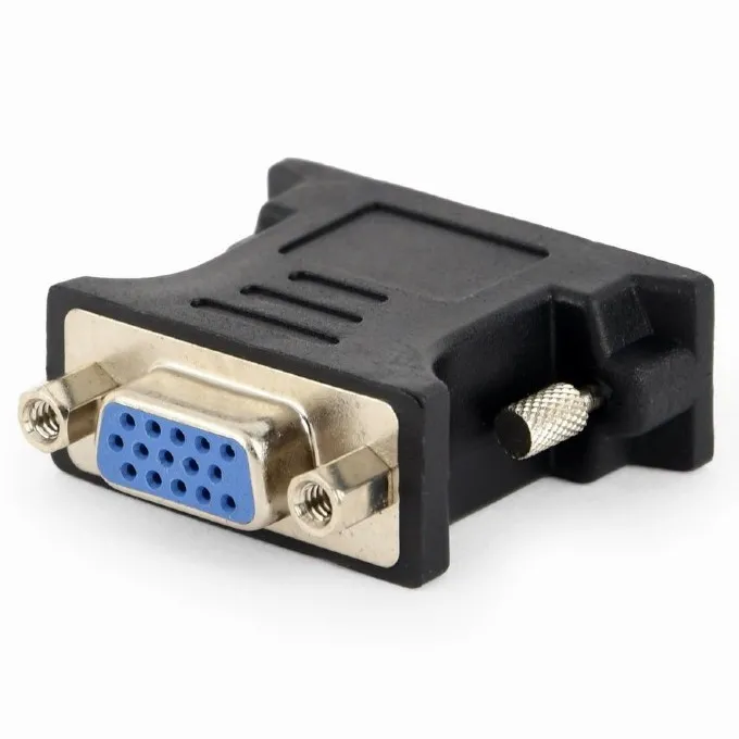 Видеоадаптер Cablexpert A-DVI-VGA-BK, DVI-I (M) - VGA D-Sub (F), Чёрный