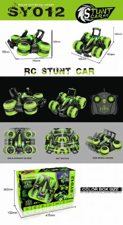 Радиоуправляемая игрушка SY Stunt Tumbling Wheel Car, Зеленый (SY012A)