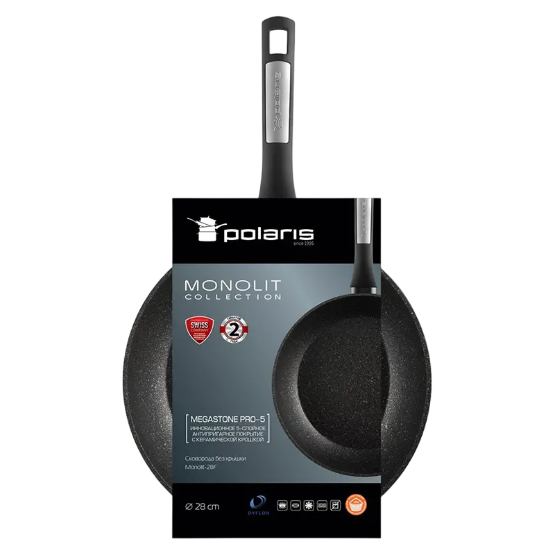 Tigaie Polaris Monolit-28F, 28cm, Negru