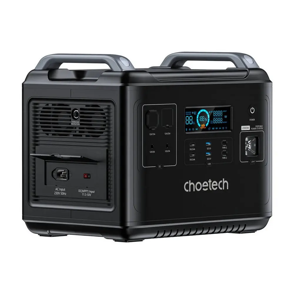 Centrală de încărcare Choetech BS006, 2000 W, Negru, Portabil