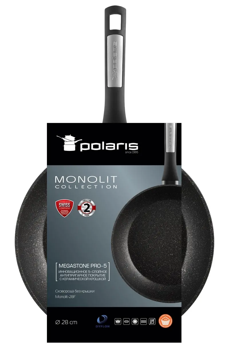 Tigaie Polaris Monolit-28F, 28cm, Negru