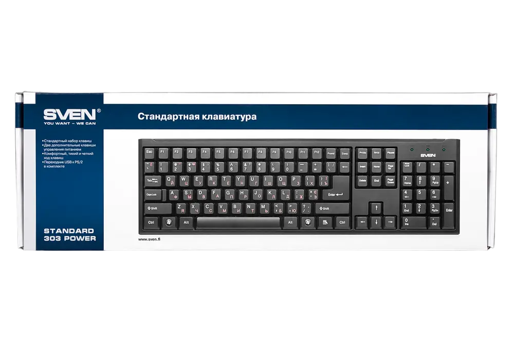 Tastatură SVEN Standard 303, Cu fir, Negru
