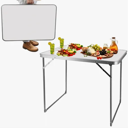 Складной стол для кемпинга с белой столешницей  JUMI 70x80x60