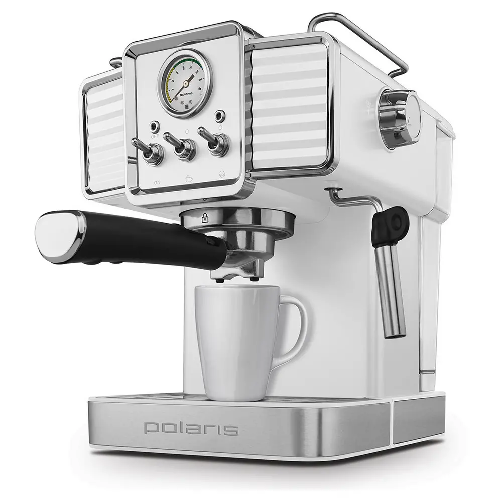 Espressor manual Polaris PCM1538E, 1350W, Alb