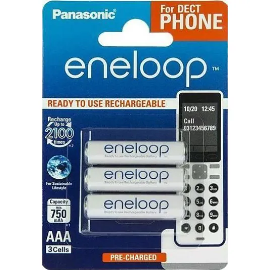  AAA  Eneloop 750mAh, Blister*3, Panasonic, BK-4MCCE/3DE