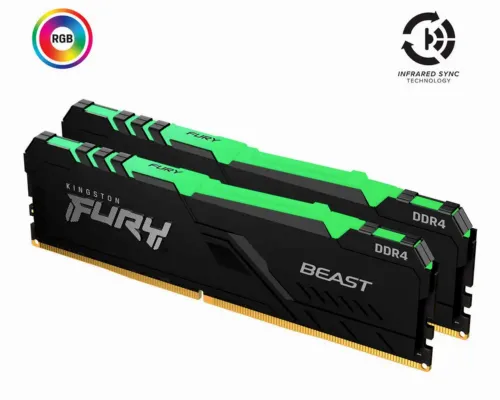 Memorie RAM Kingston FURY Beast RGB, DDR4 SDRAM, 3200 MHz, 32GB, KF432C16BB1AK2/32