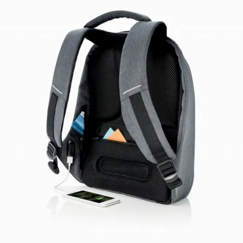 Rucsac pentru Laptop Bobby Compact, 14", Piele artificială, Negru/Alb