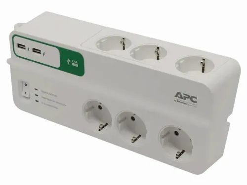 Сетевой фильтр APC Essential SurgeArrest PM6U-RS, 6 Розеток, 2м, Белый