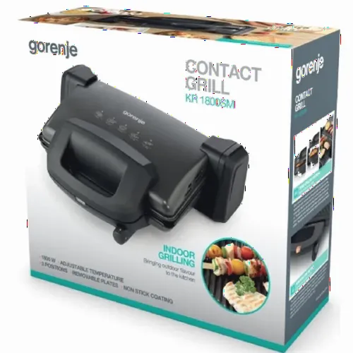 Электрический Гриль Gorenje CONTACT GRILL KR1800SM, 1800Вт, Чёрный