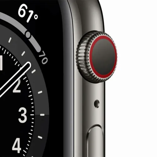 Умные часы Apple Watch Series 6 GPS + Cellular M09H3, 44мм, Корпус из нержавеющей стали с Черным спортивным ремешком