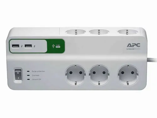 Сетевой фильтр APC Essential SurgeArrest PM6U-RS, 6 Розеток, 2м, Белый