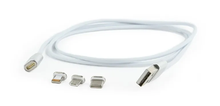 Кабель для зарядки и синхронизации Cablexpert CC-USB2-AMUCMM-1M, USB Type-A/Micro USB, Type-C, Lighting, 1м, Серебристый