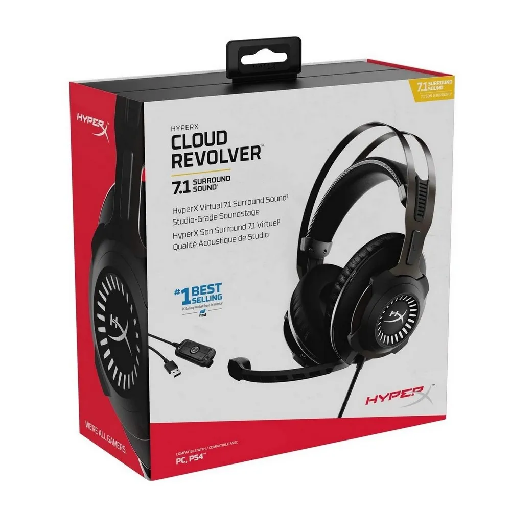 Игровая Гарнитура HyperX Cloud Revolver +7.1, Проводной аналоговый, Чёрный