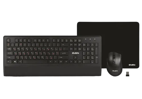 Set Tastatură + Mouse + Mouse Pad SVEN KB-C3800W, Fără fir, Negru