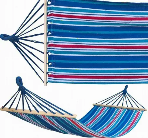 Hamac JUMI 275x80cm (cu dungi colorate albastru)