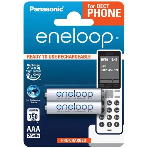  AAA  Eneloop 750mAh, Blister*2, Panasonic, BK-4MCCE/2DE